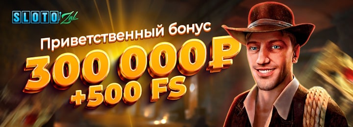 300000 руб + 500 FS приветственный бонус за регистрацию в казино SlotoZal